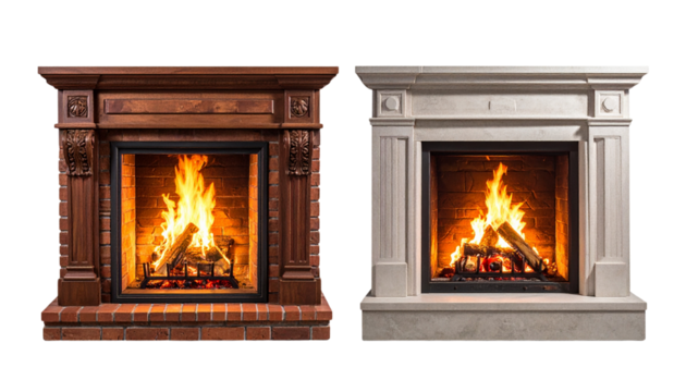Cozy Fireplace Duo Collection isolated on transparent background