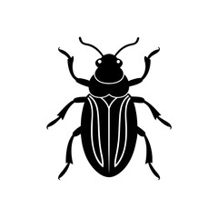 Illustration of a black beetle insect on transparent background silhouette