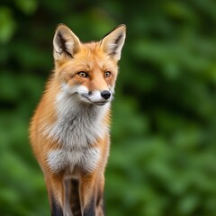 Obraz premium Alert Red Fox in Natural Habitat - A Captivating Wildlife Portrait.