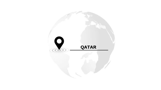 Global Map Location Pin Marker Pointing to Qatar on a Stylized Globe world map marker - Powered by Adobe