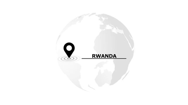 Global Map Location Pin Marker Pointing to Rwanda on a Stylized Globe world map marker