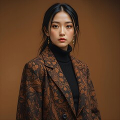 autumn clothes, sensuous fashion, autumn clothes model, warm feeling clothing coordination, AI Generative