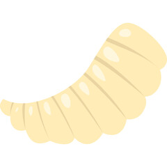 Illustration Of A Shofar Ram's Horn In A Creamy Yellow Hue With A Curved Shape And Pleated Texture Against A Transparent White Background Representing Jewish Tradition And Celebration
