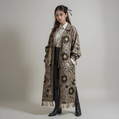 autumn clothes, sensuous fashion, autumn clothes model, warm feeling clothing coordination, AI Generative