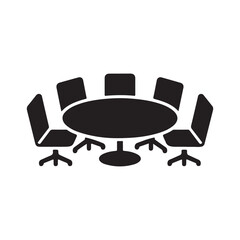 Fototapeta premium Meeting Table Solid Icon for Office Interior