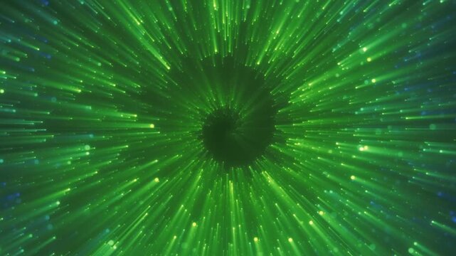 Abstract glowing green vortex of energy beams