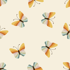 Retro Boho Butterfly Seamless Pattern