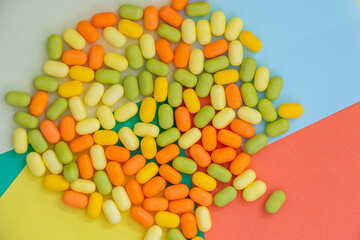 Candy on the colorful background