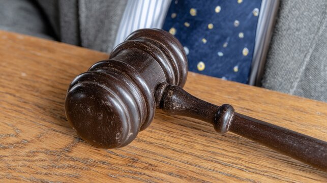 Gavel striking oak desk evokes justice reverberations, vintage law traditions, National Be Kind to Lawyers Day essence