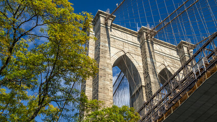 Fototapeta premium Brooklyn Bridge in NYC, Iconic Landmark Connecting Manhattan and Brooklyn
