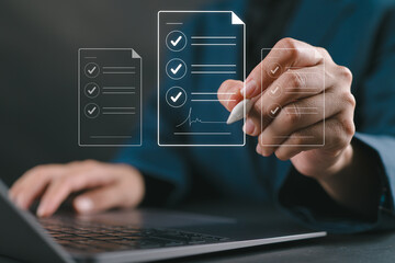 Online business contract Electronic signature, e-signing, digital document management, paperless office, signing business contract concept.