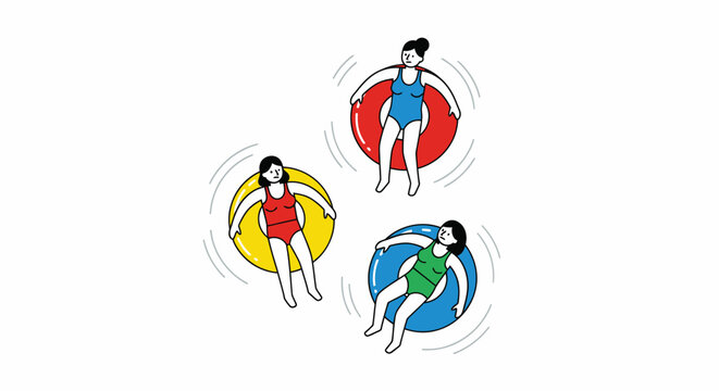 Swim Fun Floating Relaxing Inflatable Inner Tube Summer Illustration