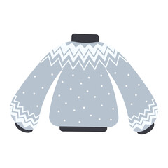 Warm knitted sweater, cozy winter outfit elements. Vector illustration isolated on white.