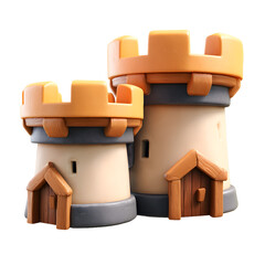 castle fortress, PNG,isolated,no background,assets,3d,clay,render,illustration,toycore