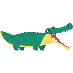 Green Alligator With Open Mouth And Yellow Belly Pixel Art Style Cute Cartoon Character For Children S Education And Entertainment
