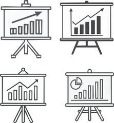 Business Presentation and Chart Icons – Growth Graph Line Vector