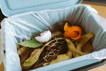 plastic trash bin with food waste kitchen
