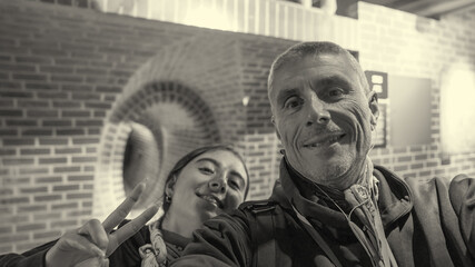 Tourist family discovering the hidden underground passageways beneath Warsaw city