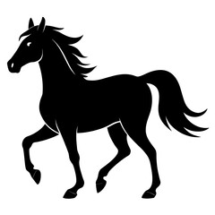 Obraz premium Elegant black silhouette of a horse in motion