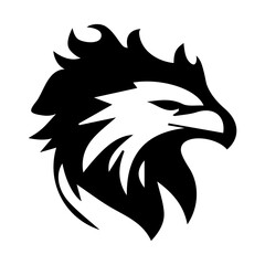Striking Eagle Head Profile with Spiked or Flared Crest Feathers Logo