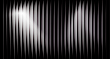 Abstract silver and black gradient light wave lines background with glowing vertical stripes and...