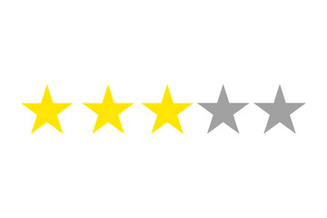 Rating Score with Three Golden Stars Transparency for Satisfaction or Service Performance Illustration