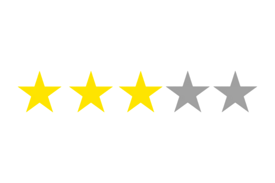 Rating Score with Three Golden Stars Transparency for Satisfaction or Service Performance Illustration