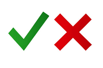 Green Check Mark & Red X on Transparent Background, Symbolizing Correct & Incorrect Options