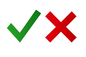 Green Check Mark & Red X on Transparent Background, Symbolizing Correct & Incorrect Options