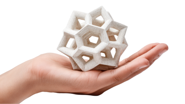 Hand Holding 3D Geometric Shape: Concept of Innovation and Design