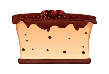 Realistic cooked light biscuit cake white background - Vector illustration