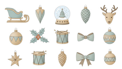 Elegant Christmas Ornaments and Festive Holiday Decorations Set