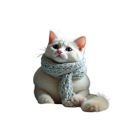 Cozy Gray Cat with Orange Scarf transfer background