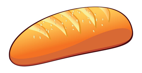 Realistic freshly baked loaf of bread on white background - Vector illustration
