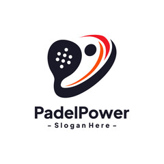 Padel sport logo design template. Concept of Padel tennis court, sport training, tournament, etc. Creative vector symbol Padel racquet.