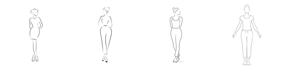 Fashion Sketches: Minimalist Art of Women Poses
