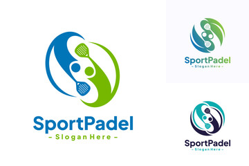 Padel sport logo design template. Modern play padel. Isolated vector icon on white background.