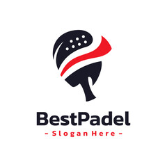 Padel racket logo design template. Isolated vector icon of sport padel on white background for poster, banner, flyer.