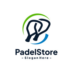 Padel sport logo design template. Concept of Padel tennis court, sport training, tournament, etc. Creative vector symbol Padel racquet.