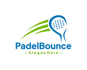Padel sport logo design template. Concept of Padel tennis court, sport training, tournament, etc. Creative vector symbol Padel racquet.