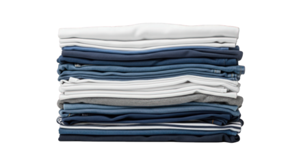 Stack of folded clothes isolated on transparent background