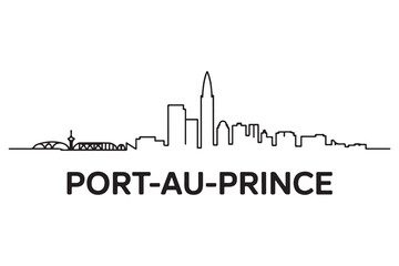 Obraz premium Port-au-Prince Line Art skyline silhouette. Black Port-au-Prince city design. with white background