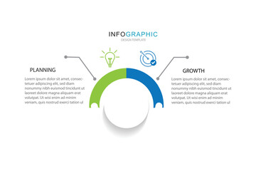 Fototapeta premium 2 step line process infographic template vector element with icons and business information 