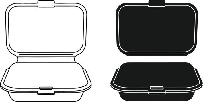 Illustration of three styrofoam food containers in different styles