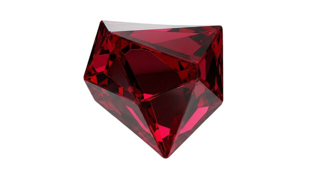 Closeup of a red ruby gemstone isolated on transparent background