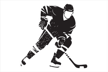 Obraz premium Ice Hockey Player Silhouette Vector Illustration