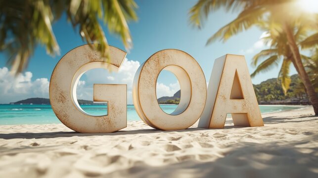 GOA Letters on a Sunny Tropical Beach
