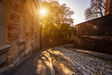 Sunset Photo Of Old Town Street In Europe