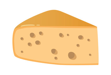 Realistic piece of fresh milk cheese isolated on white background - Vector illustration