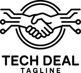 Fototapeta premium Modern tech deal handshake logo design corporate business partnership network connection